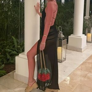 Black Sheer Maxi Dress with bodysuit